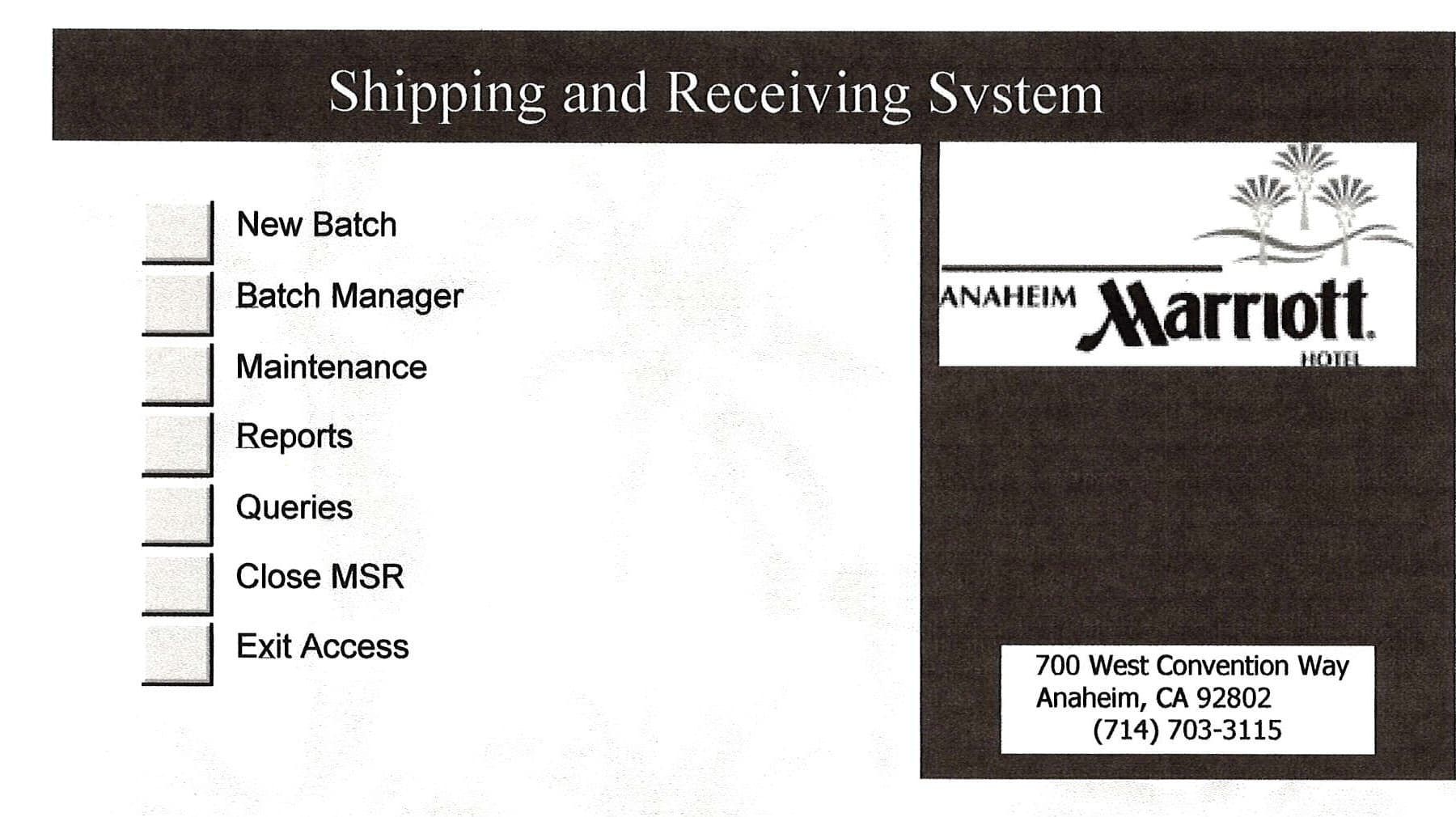 Original FARR Shipping and Receiving System main switchboard